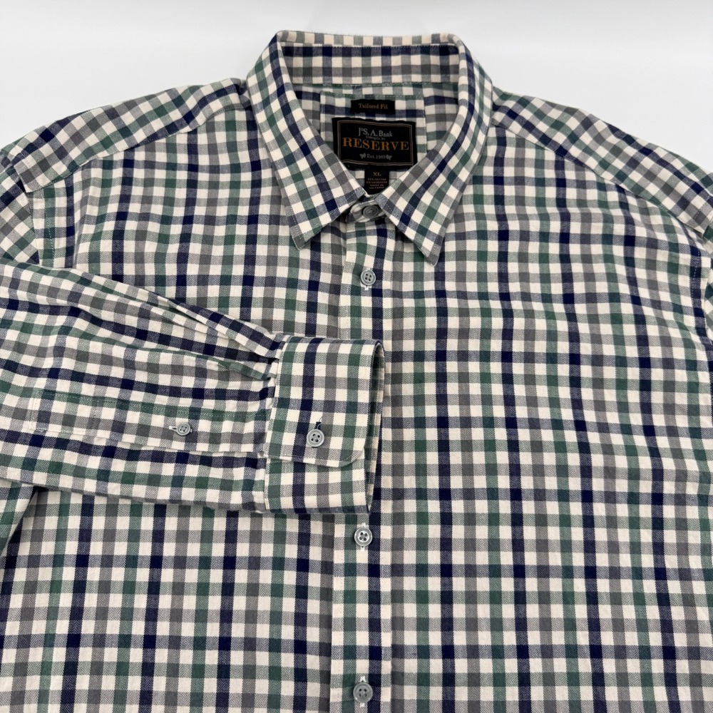 Jos. A. Bank Reserve Cotton Cashmere Button Down Tailored Fit  Mens XL Plaid